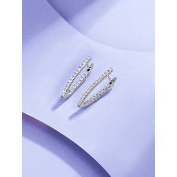 

V Shaped Zircon Inlaid Earrings, Silver
