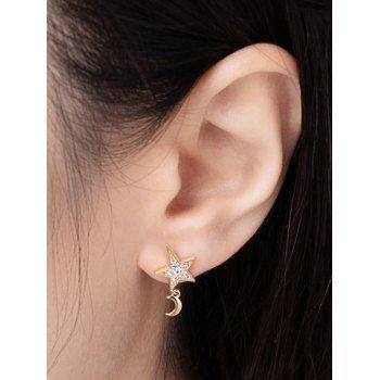 

Star Moon Stud Drop Earrings, Golden
