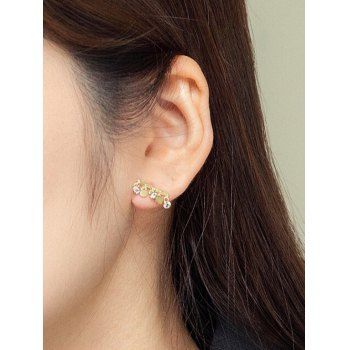 

Fringe Bar Zircon Gold Plated Stud Earrings, Golden