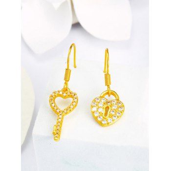 

Key Lock Shape Asymmetric Zircon Earrings, Golden