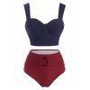 Maillot de Bain Tankini Mélangé Assorti et Elevé Bague en O à Armature - multicolor M