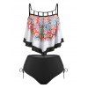 Maillot de Bain Tankini Découpé de Grande Taille à Volants - multicolor 1X