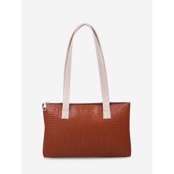 

Embossed Double Handle Shoulder Bag, Light brown