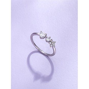 

Flower Zircon Inlaid Opening Ring, Silver