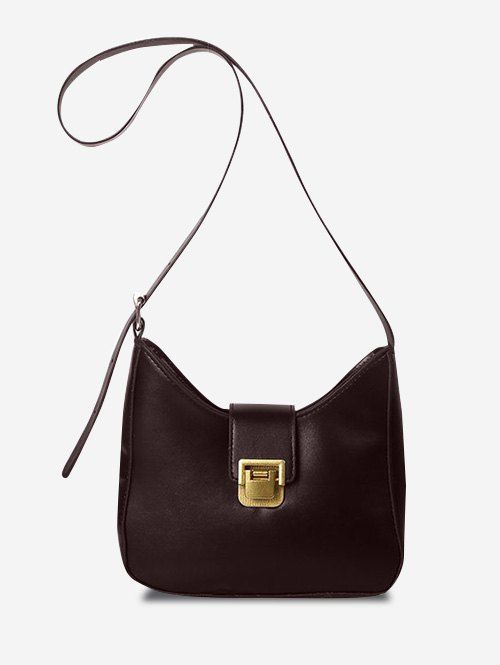 Sac à Bandoulière Bouclé en Couleur Unie - marron foncé 