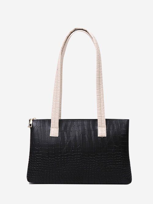 Sac à Bandoulière Motif Relief et à Double Poignée - Noir 