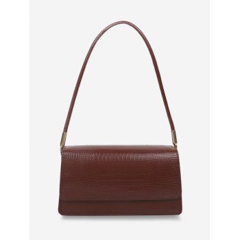 

Embossed Rectangular Flap Shoulder Bag, Deep brown