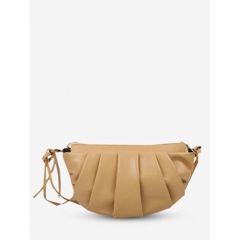 

Semicircle Pleated Double Strap Crossbody Bag, Goldenrod