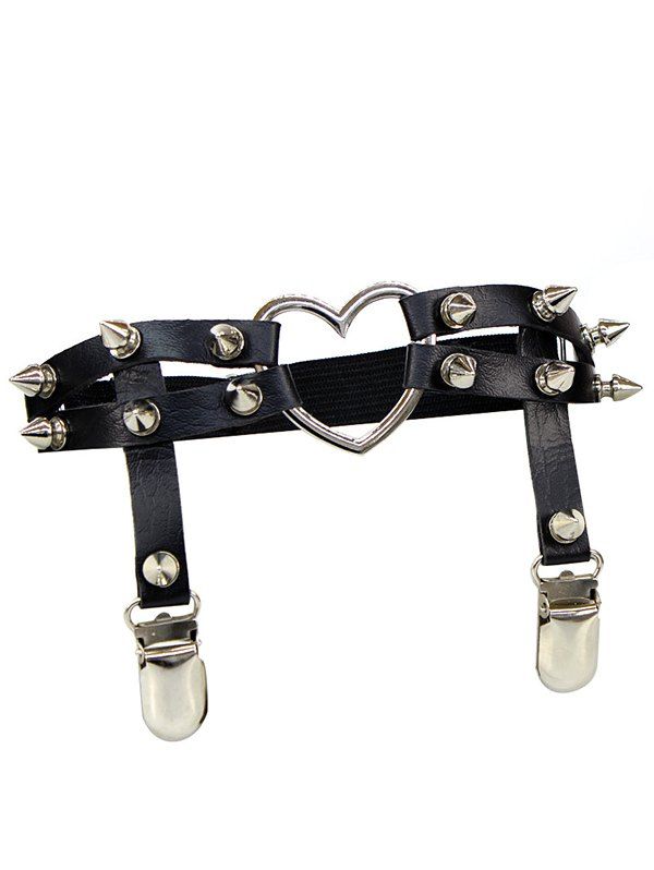 [26% OFF] 2021 Heart Ring Rivet Thigh Belt With Clip In BLACK | DressLily