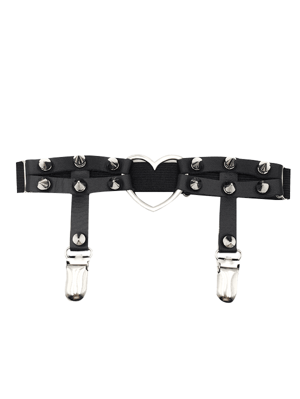 [26% OFF] 2021 Heart Ring Rivet Thigh Belt With Clip In BLACK | DressLily