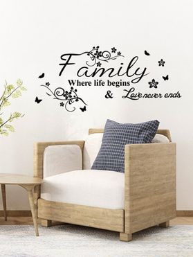 Floral Proverb Print Wall Stickers Set