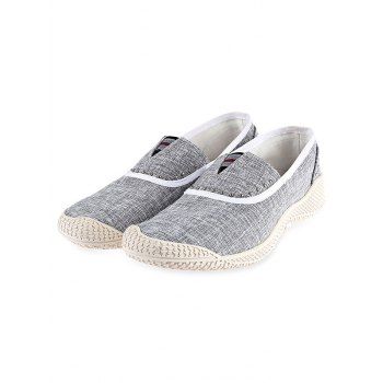 

Linen Rivet Slip-On Casual Shoes, Gray
