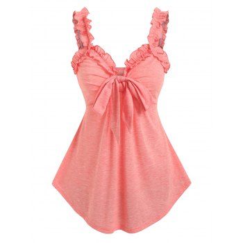

Bowknot Sweetheart Neck Ruffled Tank Top, Light pink