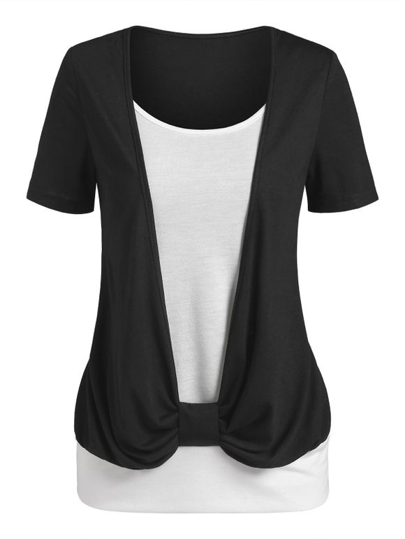 T-shirt Noir et Blanc en Deux Pièces - Noir XXXL