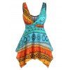 Maillot de Bain Tankini Mouchoir Imprimé de Grande Taille à Col Plongeant - multicolor 1X