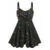 Maillot de Bain Tankini Fendu à Imprimé Etoile Tordu en Avant de Grande Taille - Noir 2X