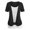 T-shirt Noir et Blanc en Deux Pièces - Noir L