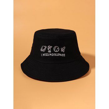 

Planet Spaceman Embroidery Bucket Hat, Black