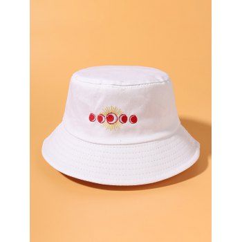 

Sun And Moon Embroidered Bucket Hat, White