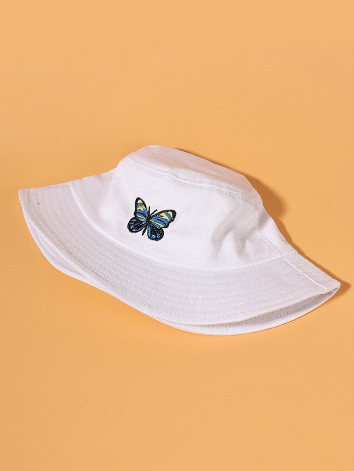 [23 OFF] 2021 Butterfly Embroidery Outdoor Bucket Hat In WHITE DressLily