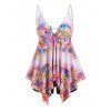 Maillot de Bain Tankini Mouchoir à Imprimé Fleuri de Grande Taille - Rose clair 1X