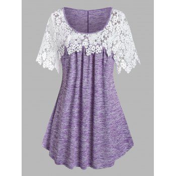 

Plus Size Lace Panel Space Dye T Shirt, Purple