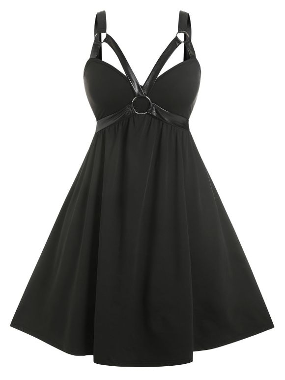 Robe Gothique Bague en O de Grande Taille - Noir 4X