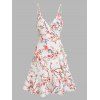Mini Robe Fleurie Imprimée à Bretelle Nouée à Côté à Volants - Blanc XXL