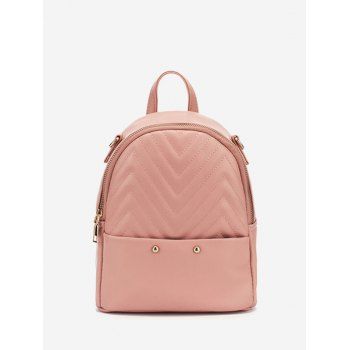 

Chevron Stitching Pattern Backpack, Light pink