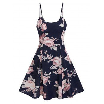 

Flower Print Cami Flare Dress, Deep blue