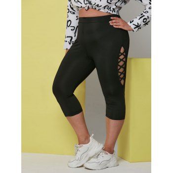 

Plus Size Crisscross Cropped Leggings, Black