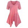 T-shirt Mouchoir Teinté Jointif de Grande Taille - Rouge 1X