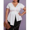 T-shirt Asymétrique Tordu à Manches Chauve-souris de Grande Taille - Blanc L
