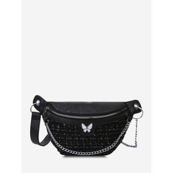 

Butterfly Tweed Spliced Bum Bag, Black