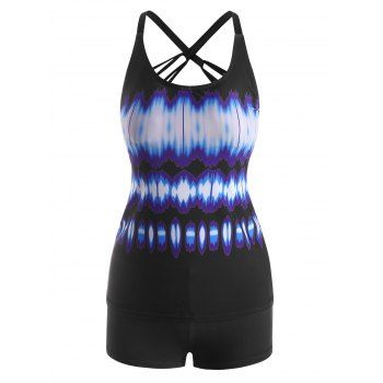 

Tie Dye Strappy Tankini Swimwear, Purple