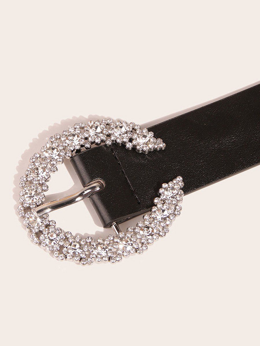 [35% OFF] 2021 C-shaped Diamante Pin Buckle Belt In BLACK | DressLily