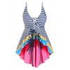 Maillot de Bain Tankini Rayé à Imprimé Palmier de Grande Taille - multicolor 1X