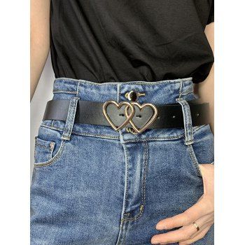 

Double Heart Ring Buckle Belt, Black