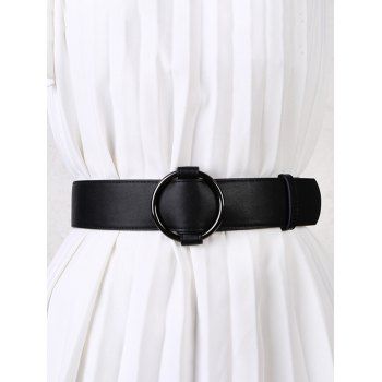 

Solid Round Ring Buckle Belt, Black