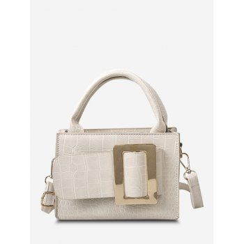 

Solid Embossed Buckle Shoulder Bag, Cool white