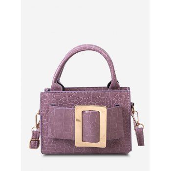 

Solid Embossed Buckle Shoulder Bag, Wisteria purple