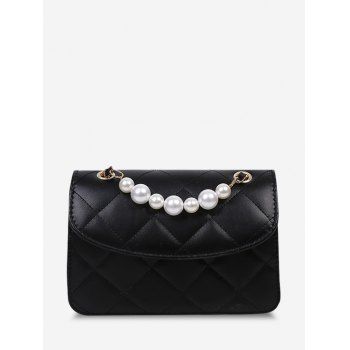 

Lattice-Quilted Faux Pearl Crossbody Bag, Black