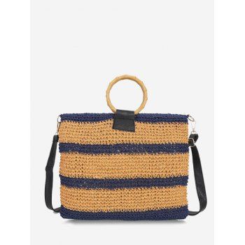 

Striped Woven Circle Handle Crossbody Bag, Lapis blue
