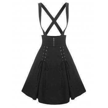 

Crisscross Lace Up Suspender Skirt, Black