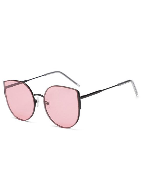 Lunettes de Soleil en Forme Ronde Monture en Métal - Rose clair 