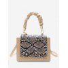Sac à Main Carré Motif Peau de Serpent à Rabat - Blanc Chaud 