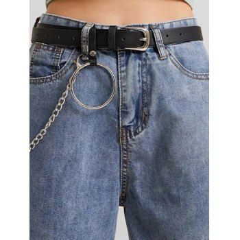 

Ring Chain Pin Buckle Belt, Black