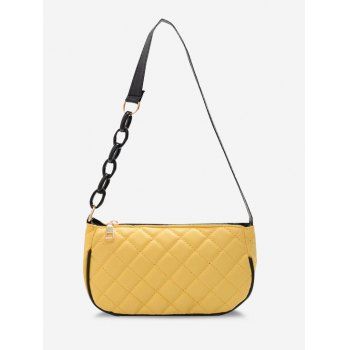 

Lattice Quilted Half Chain Shoulder Bag, Sun yellow