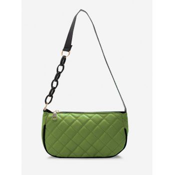 

Lattice Quilted Half Chain Shoulder Bag, Avocado green
