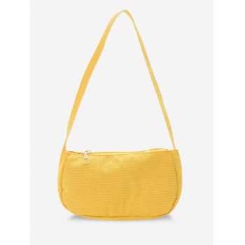 Solid Corduroy Mini Shoulder Bag, Sun yellow